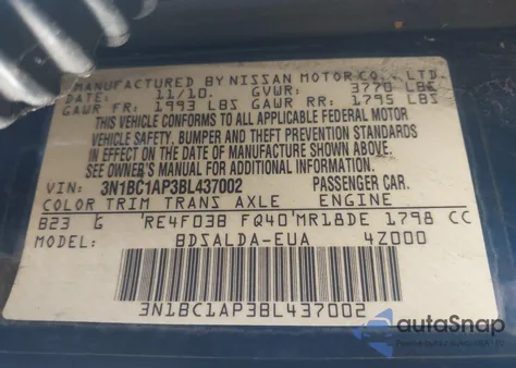 2011 Nissan Versa 1.8S из США, поврежденный, VIN 3N1BC1AP3BL437002